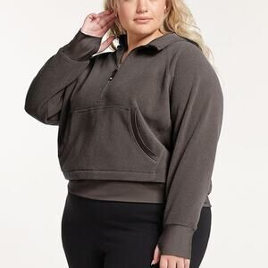 MSRP $60 NWT FLX Ascent 1X Half Zip Grey Fleece Hoodie